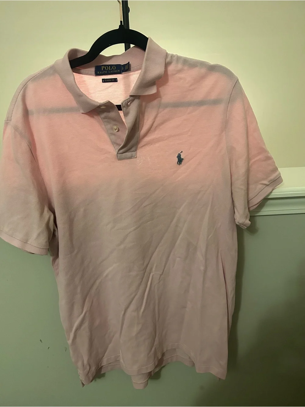 Ralph Lauren Men’s Light Pink Polo with Navy Pony